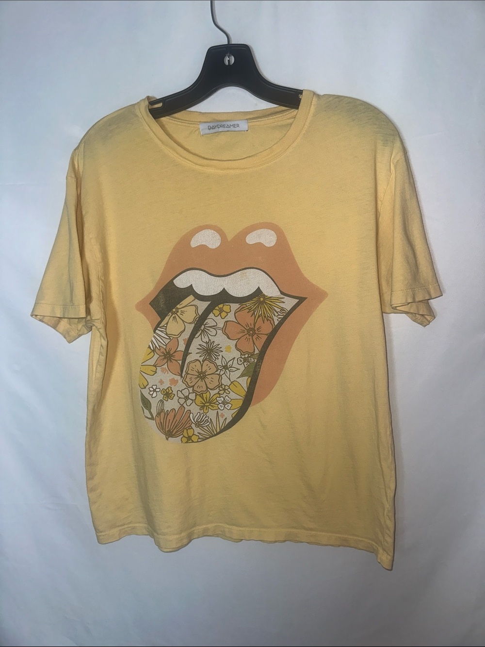 Daydreamer Yellow Floral Tongue Graphic Tee